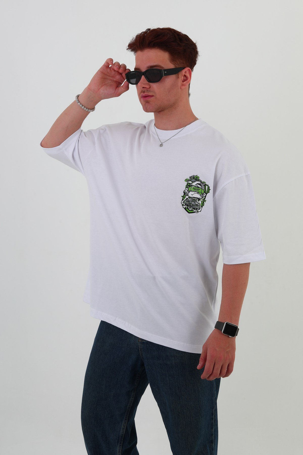 RACE-HO-Oversize Tişört | Sırt Baskılı – Minimal Göğüs Desenli Unisex Tshirt