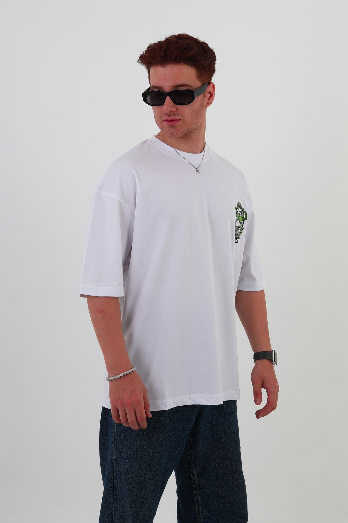 RACE-HO-Oversize Tişört | Sırt Baskılı – Minimal Göğüs Desenli Unisex Tshirt