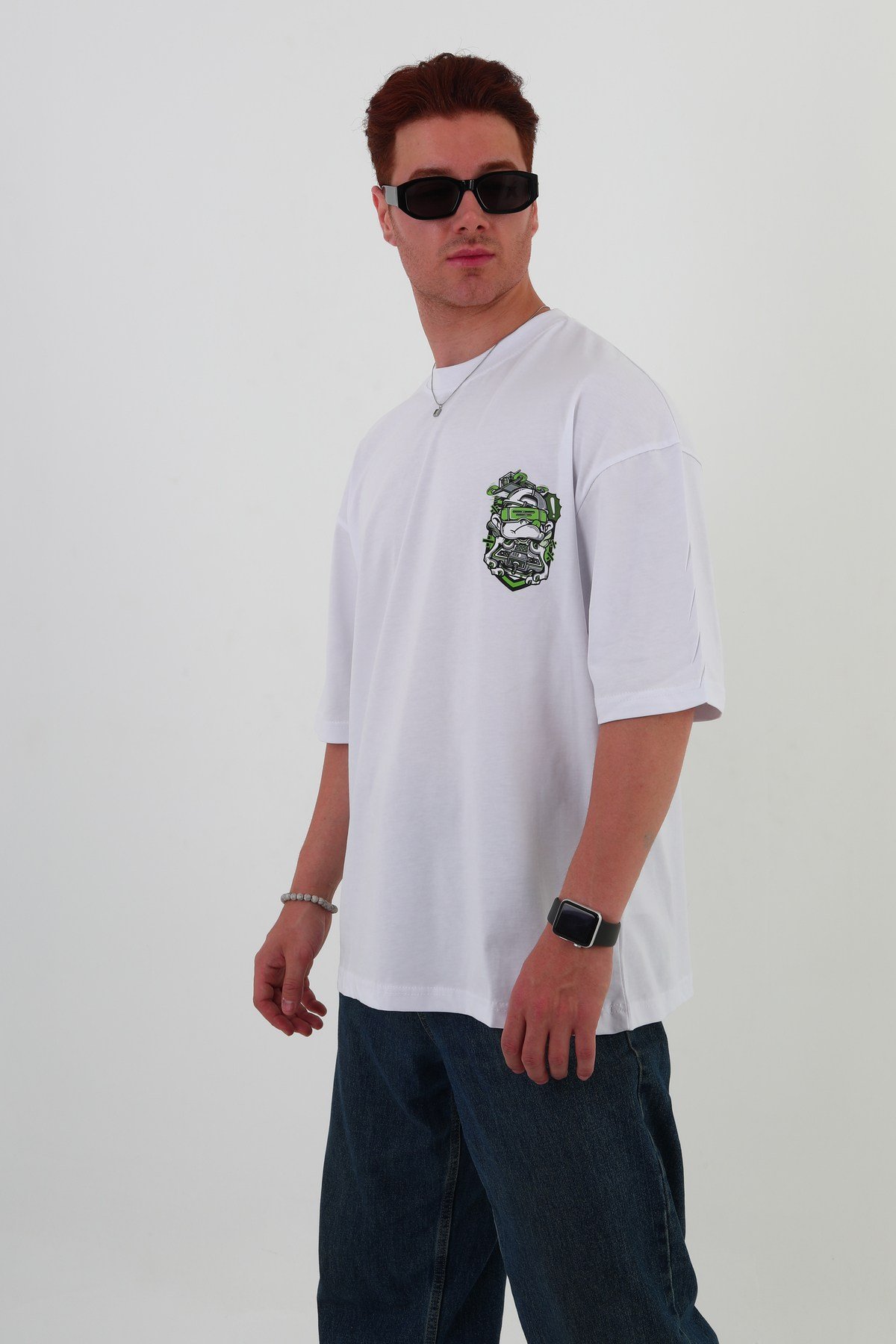 RACE-HO-Oversize Tişört | Sırt Baskılı – Minimal Göğüs Desenli Unisex Tshirt