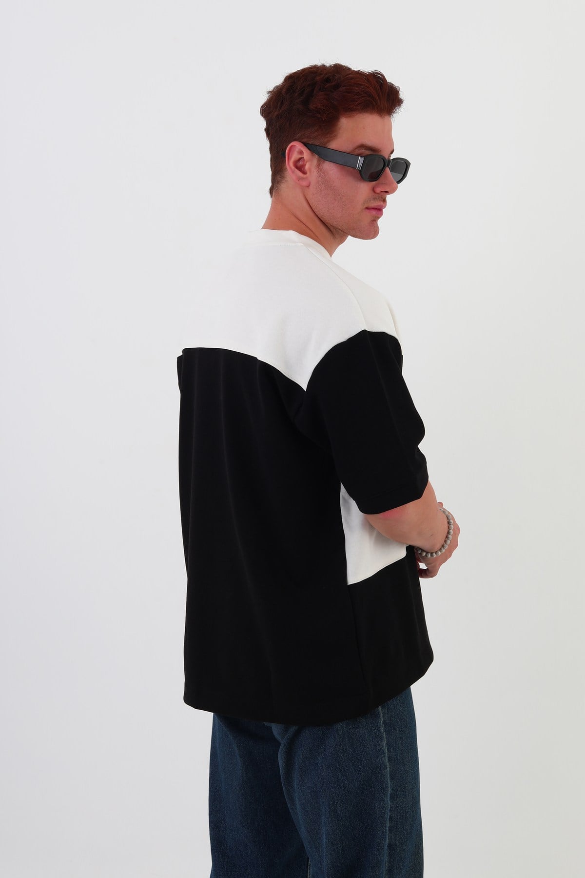 Skyline Oversize Erkek T-shirt Siyah-beyaz