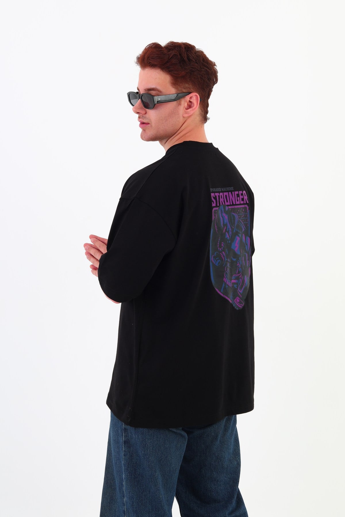 STRONGER-Oversize Tişört | Sırt Baskılı – Minimal Göğüs Desenli Unisex Tshirt