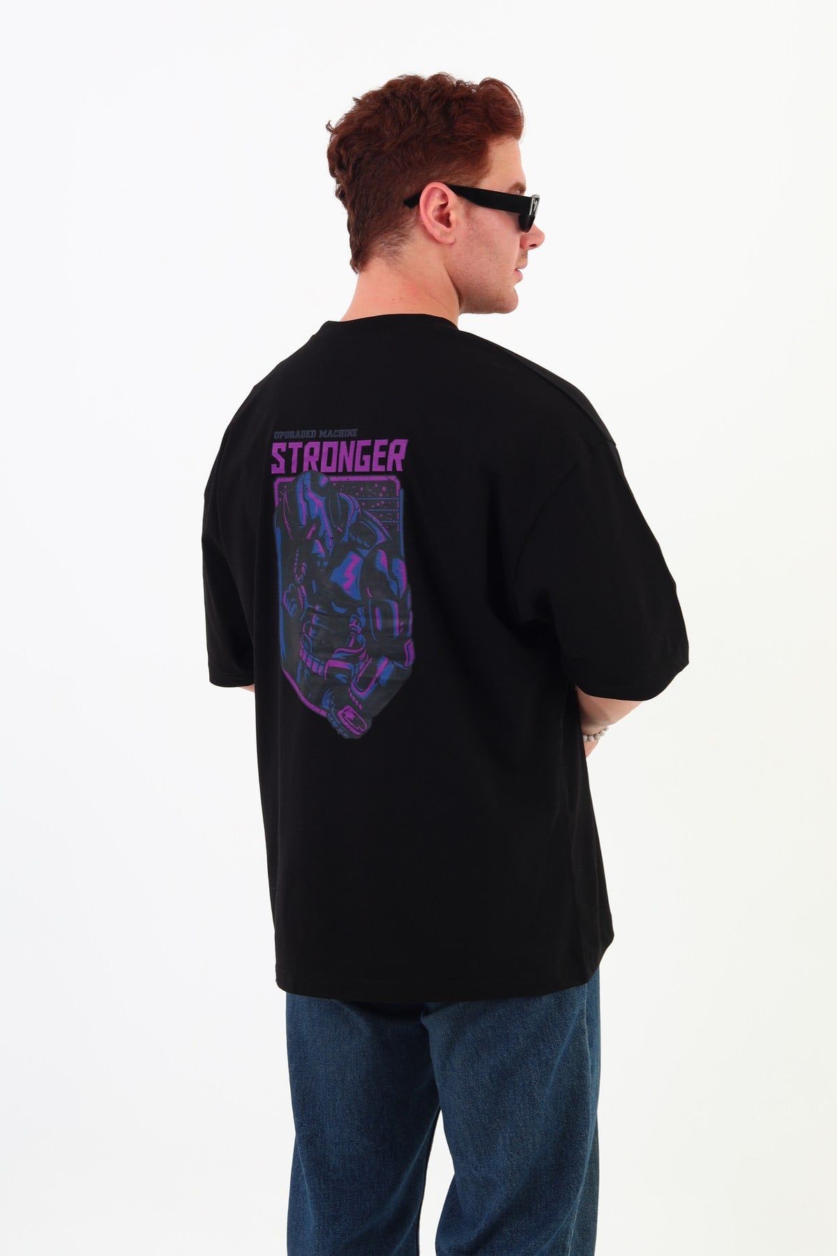 STRONGER-Oversize Tişört | Sırt Baskılı – Minimal Göğüs Desenli Unisex Tshirt