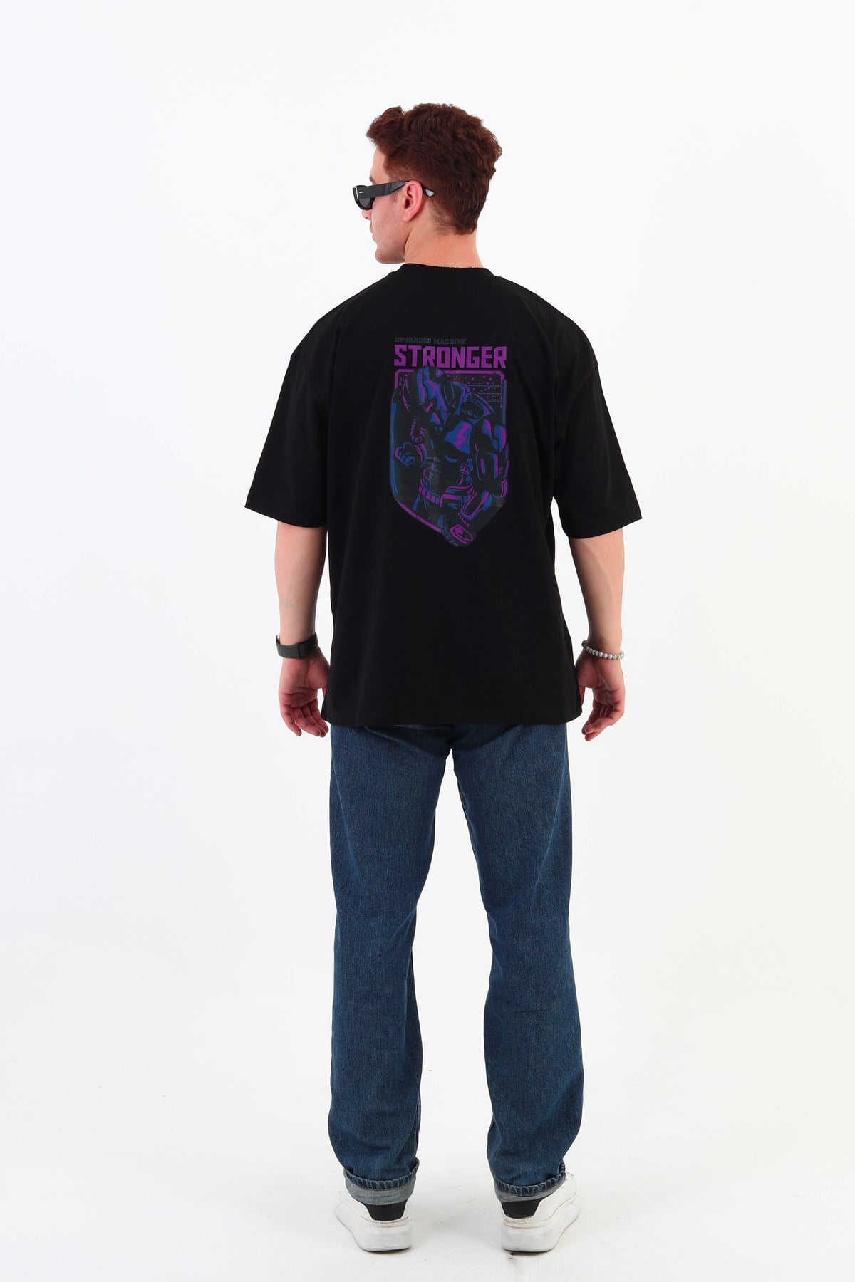 STRONGER-Oversize Tişört | Sırt Baskılı – Minimal Göğüs Desenli Unisex Tshirt