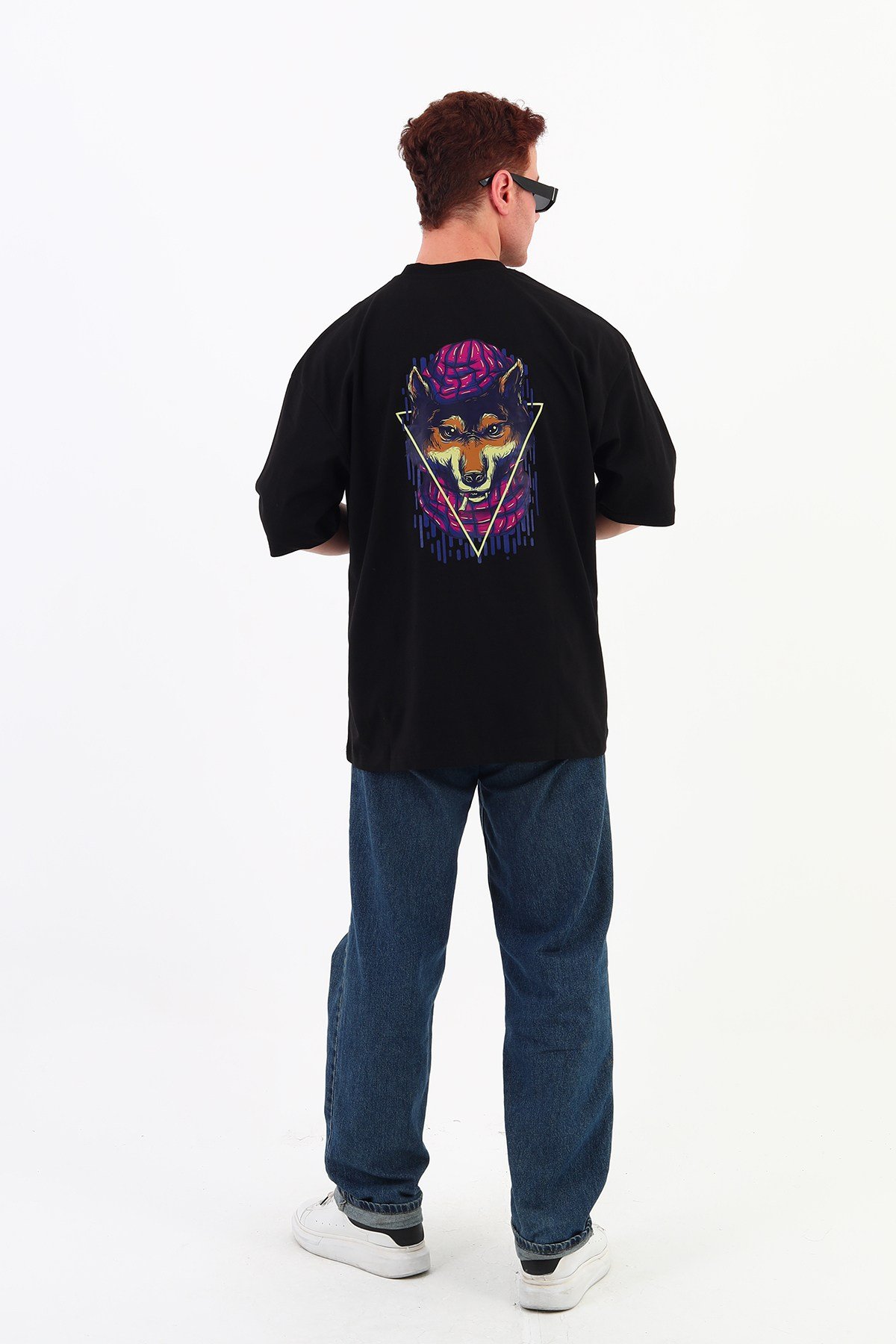 WOLF-Oversize Tişört | Sırt Baskılı – Minimal Göğüs Desenli Unisex Tshirt