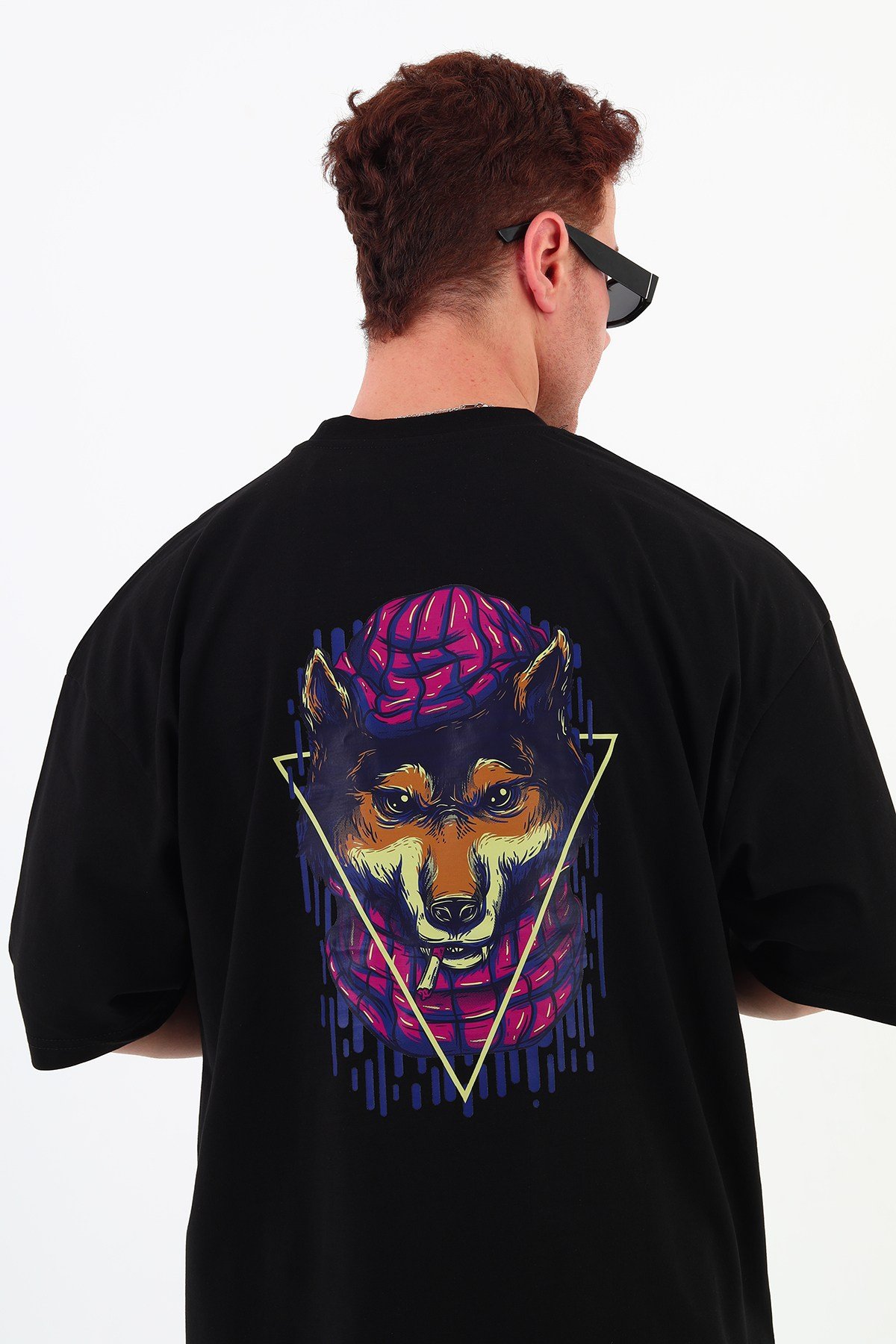 WOLF-Oversize Tişört | Sırt Baskılı – Minimal Göğüs Desenli Unisex Tshirt