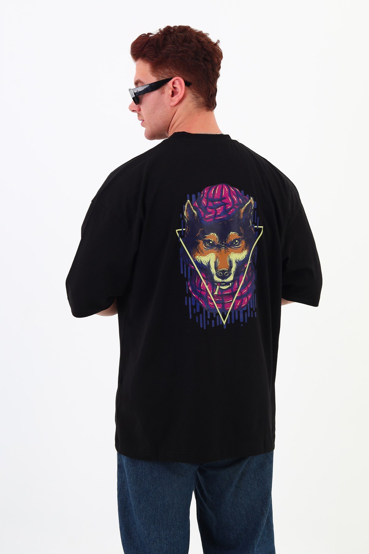 WOLF-Oversize Tişört | Sırt Baskılı – Minimal Göğüs Desenli Unisex Tshirt
