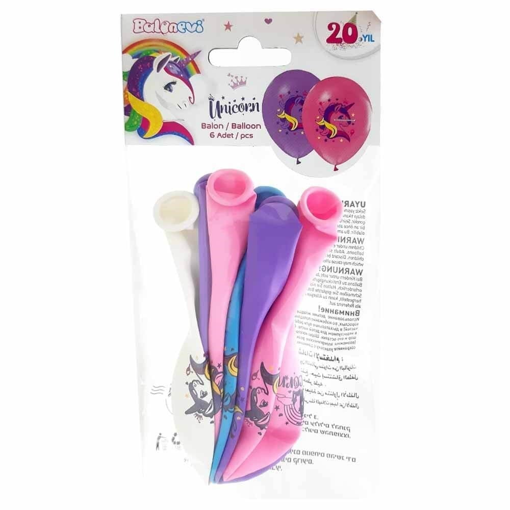BALONEVİ UNICORN POŞET İÇİ 6’LI BALON