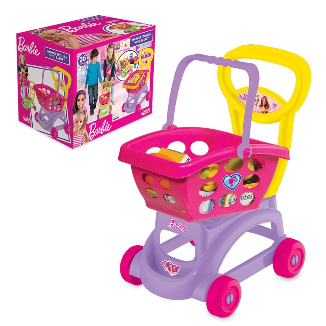 BARBIE SEPETLİ MARKET ARABASI 