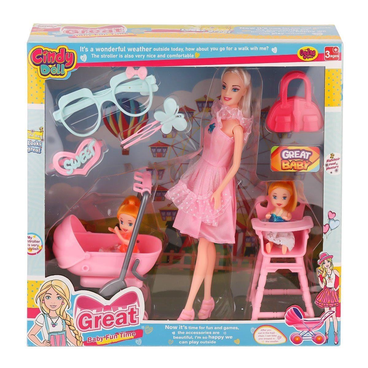 CINDY DOLL PUSETLİ MAMA SANDALYELİ BEBEK