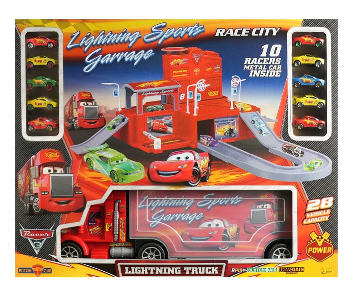 TOYSAN BIG TRUCK RACER GARAJE - 10 METAL CARS