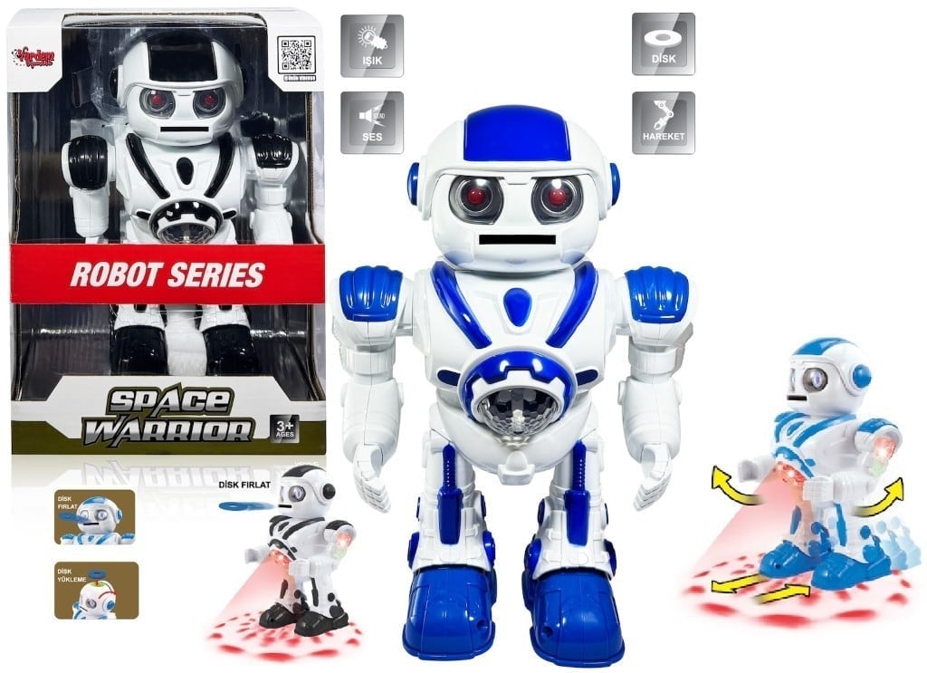 Vardem Işıklı ve Müzikli Disk Atan Uzay Savaşçısı Pilli Robot