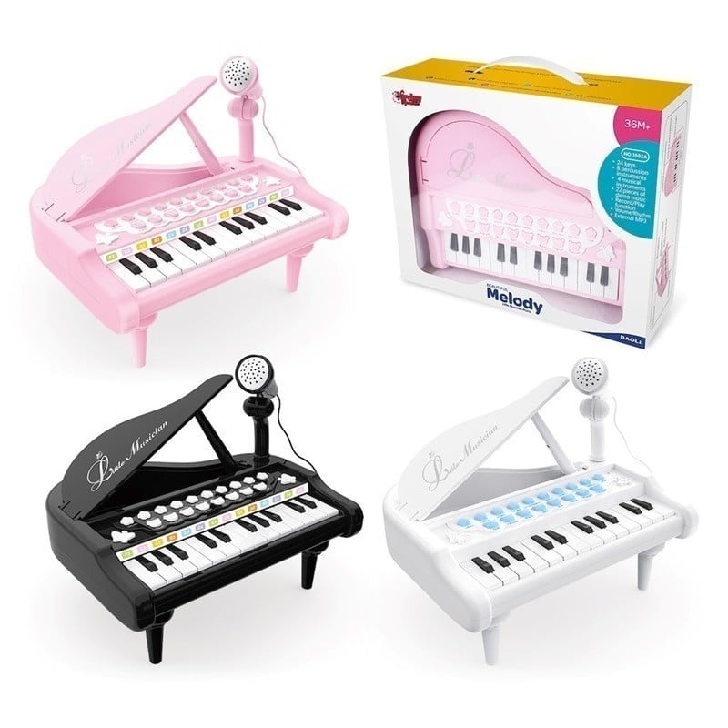 Vardem Mikrofonlu 24 Tuşlu Mp3 Çalar Piyano (Pembe,Siyah,Beyaz)