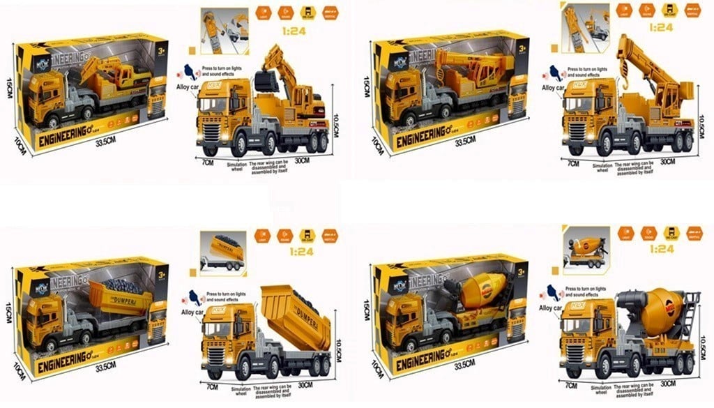 Vardem Sürtmeli Işıklı Müzikli 1:24 İnşaat Tırları 4 Asorti