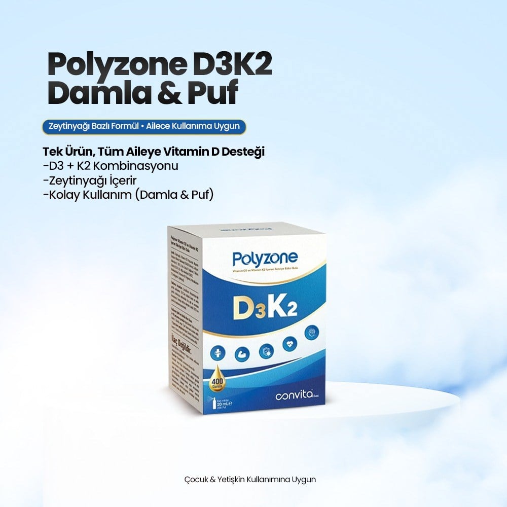 POLYZONE VİTAMİN D3 VE VİTAMİN K2 İÇEREN TAKVİYE EDİCİ GIDA 20 ML