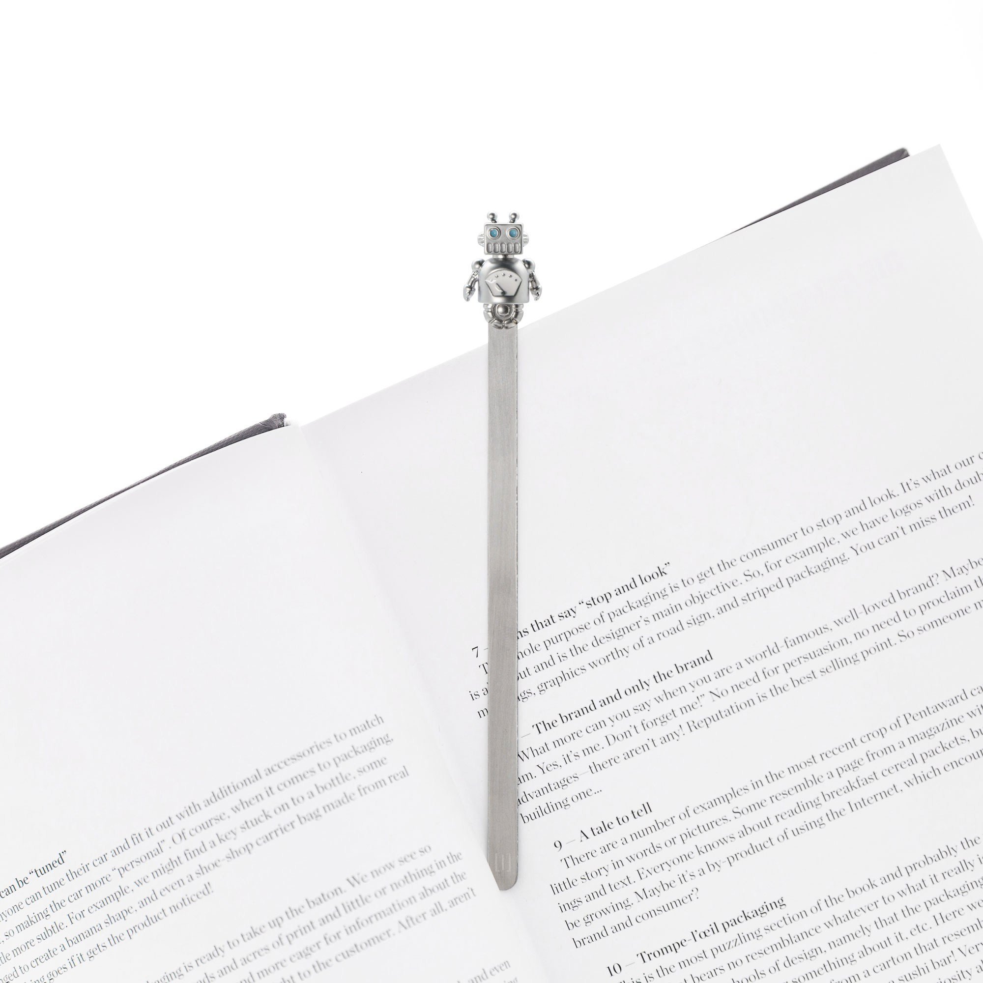 Gümüş Robot Kitap Ayracı