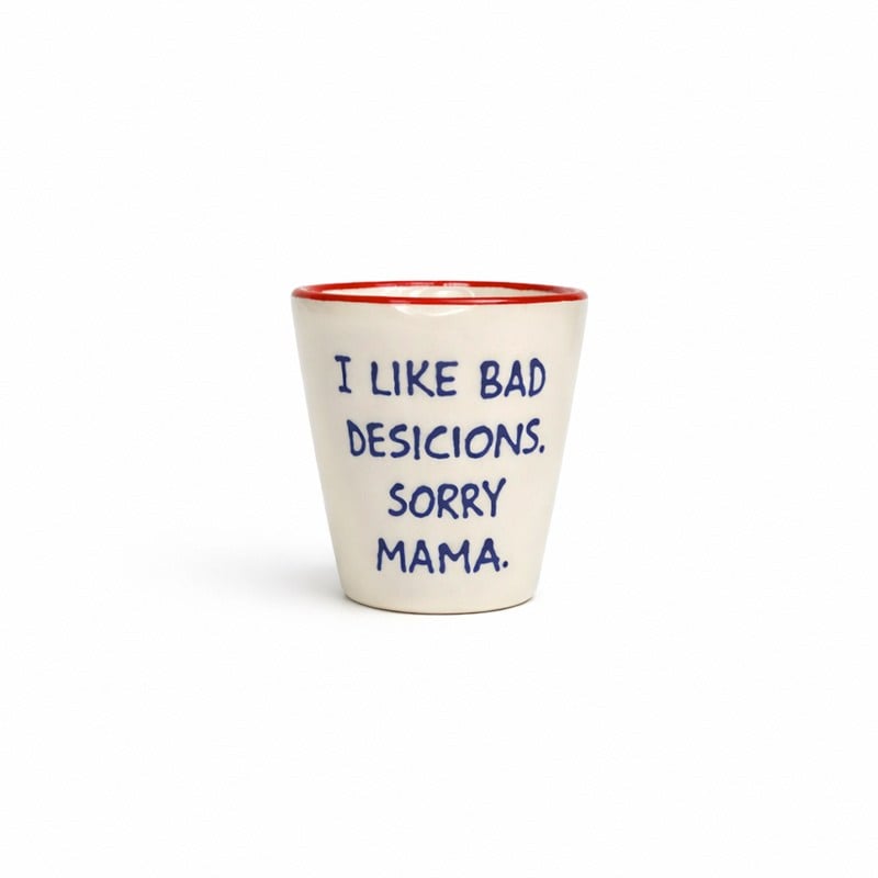 Mottolu Espresso Bardak: Sorry Mama (Kırmızı)