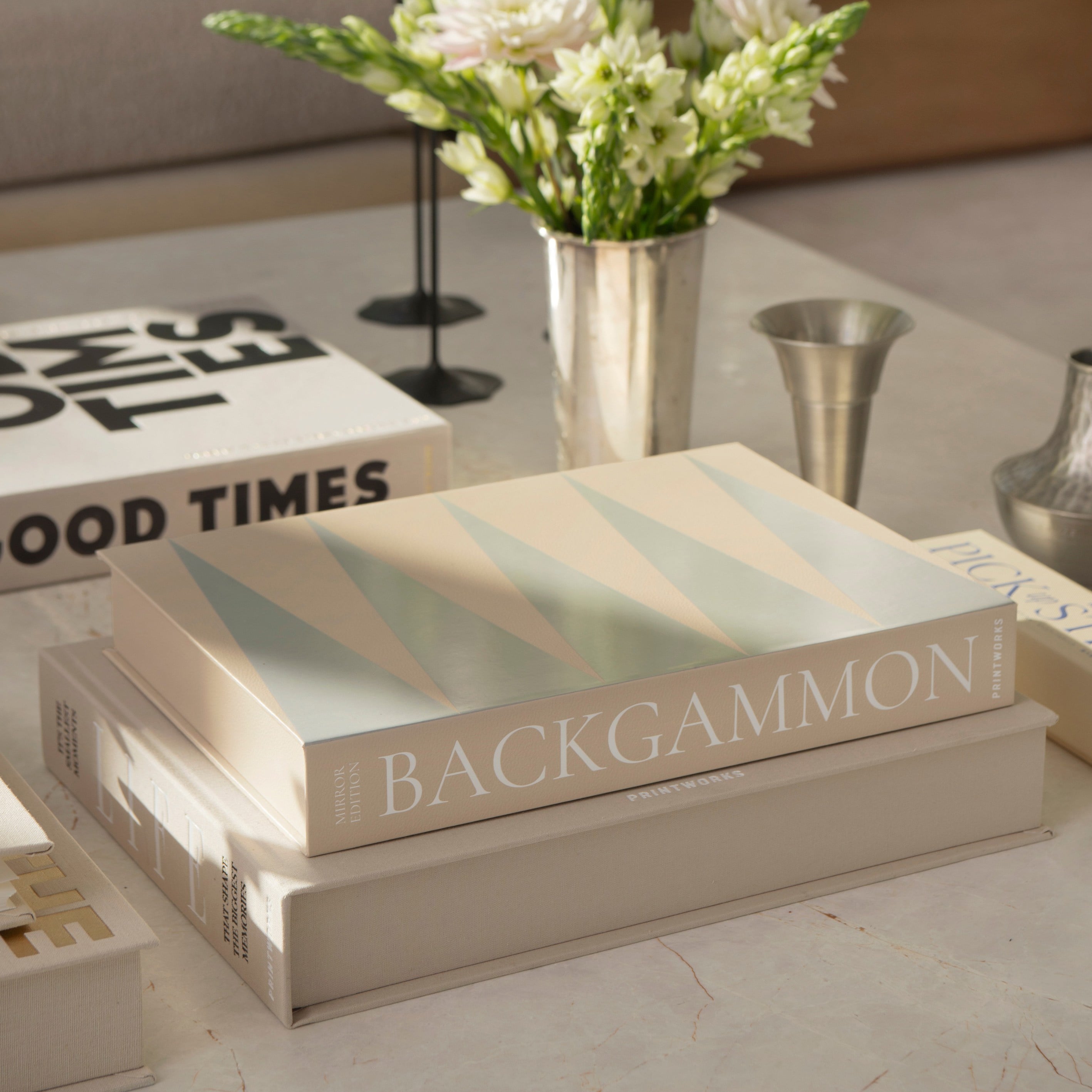 The Art of Backgammon Tavla (Beige Mirror)