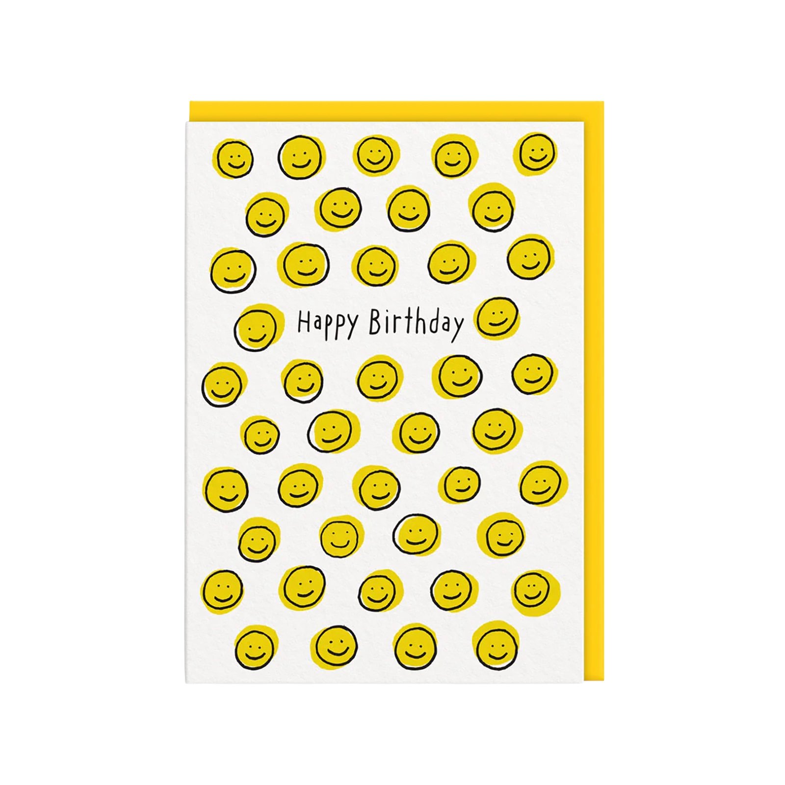 Yellow Smiley Tebrik Kartı (Happy Birthday)