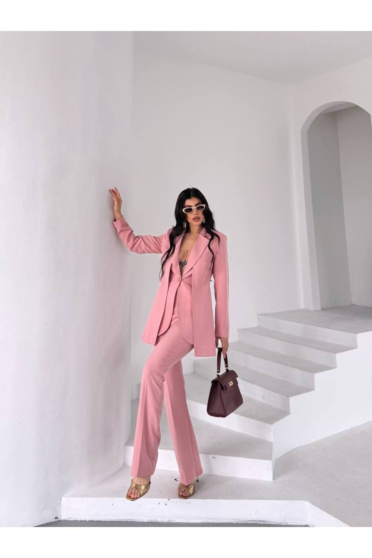 “Kadın İkili Takım - Blazer Ceket ve Yüksek Bel Pantolon İkili Takım”