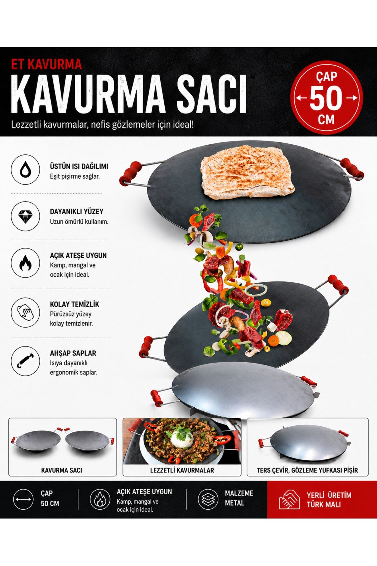 50 Cm Saç Kavurma Gözleme Sacı