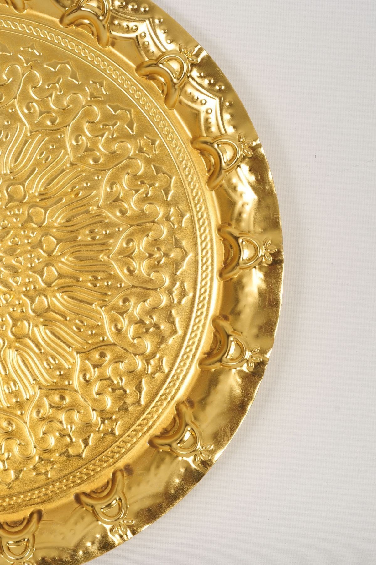 6 Kişilik Fincan Takımı Tepsi Lokumluk Gold Renk Şekerlik Tepsi Komple Set