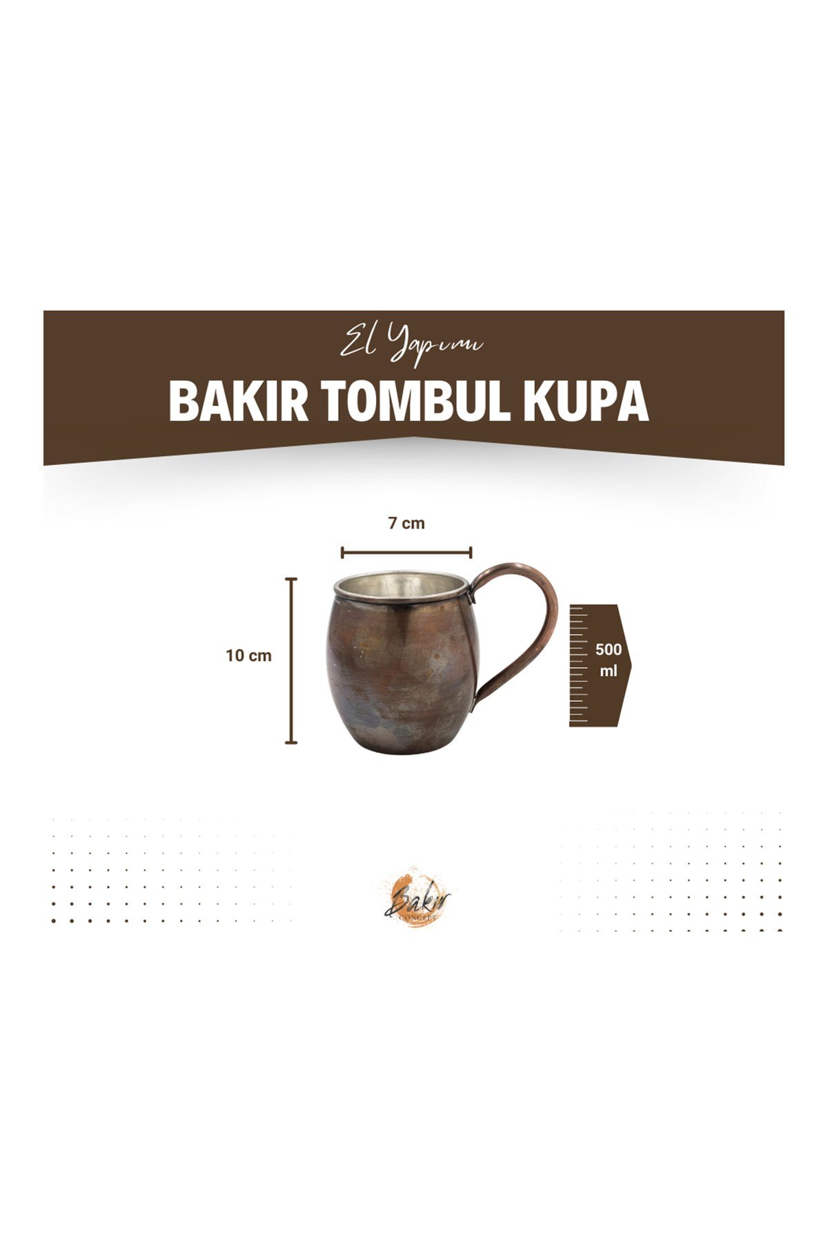 Bakır Kupa Bardak Tombul Model (2'Lİ) Oksitli Renk