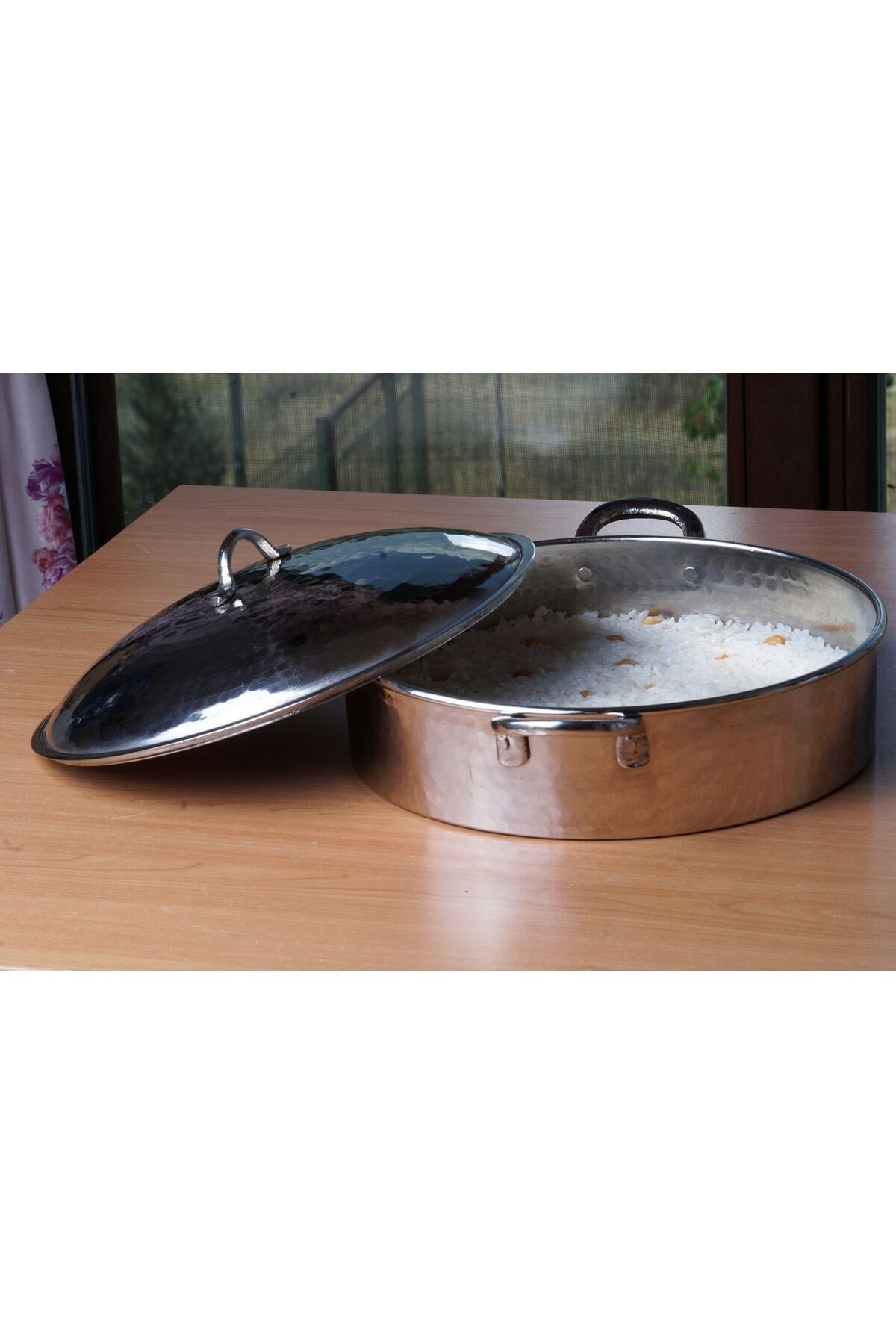 Bakır Pilav Tenceresi 28 Cm Gümüş Renk