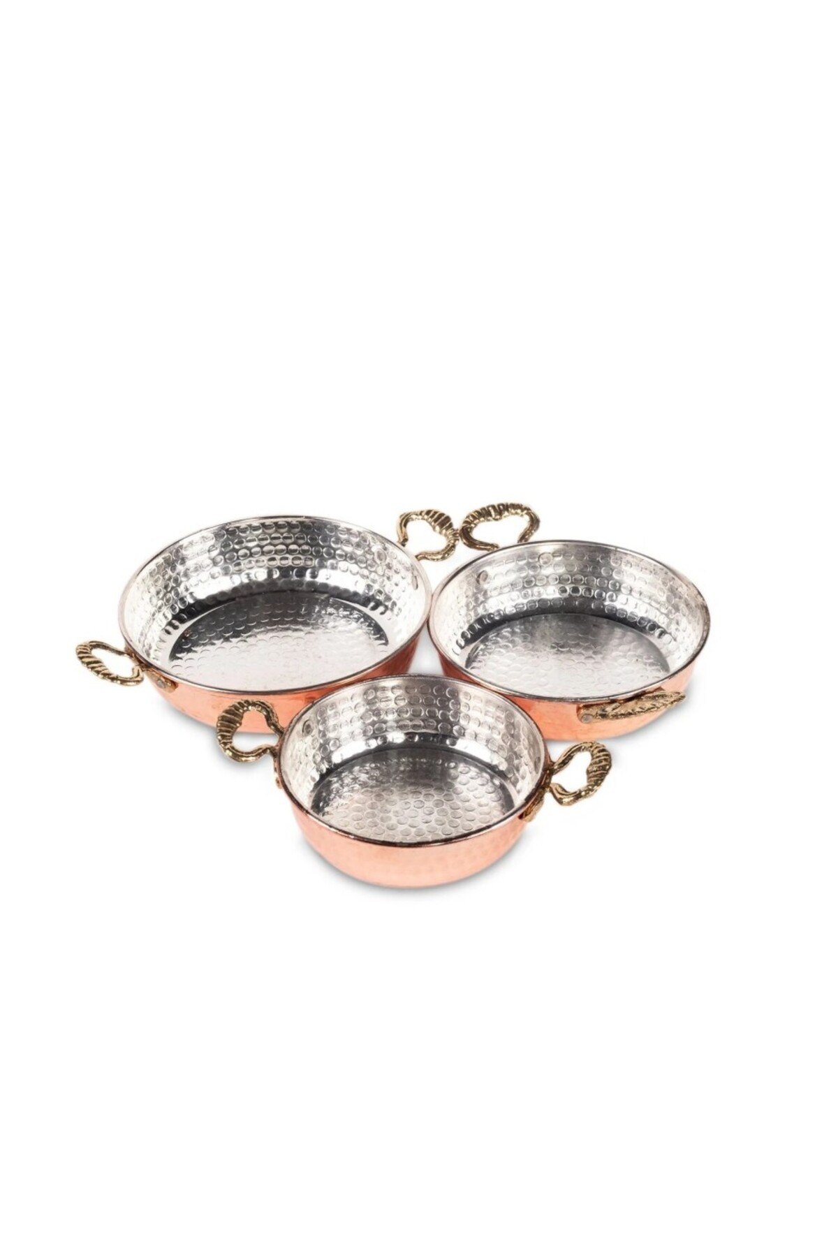 Batcaz- 3'lü Set Bakır Sahan Omlet,kuymak ,yumurta Tavası (14CM-16CM-18CM)