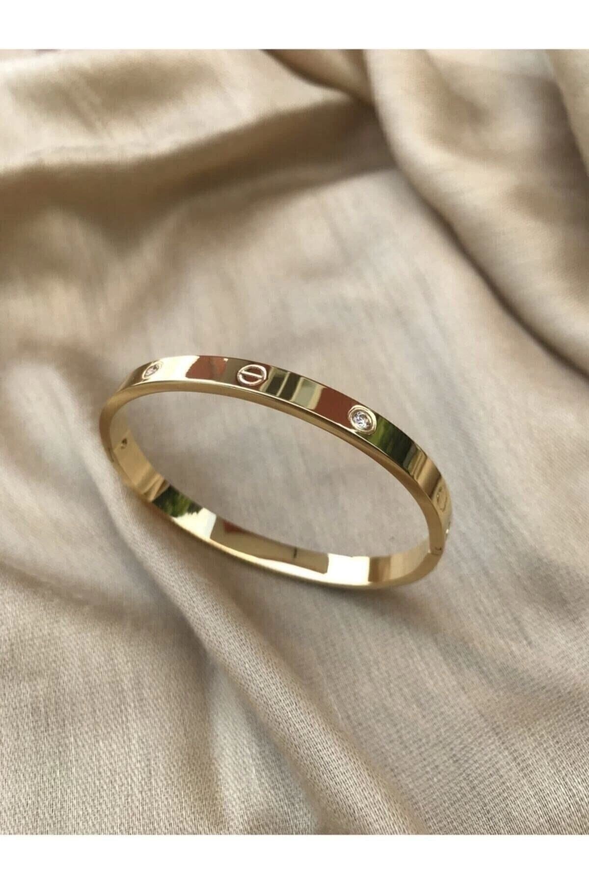 Cartier Model Kalın 316l Çelik Altın Rengi Bileklik