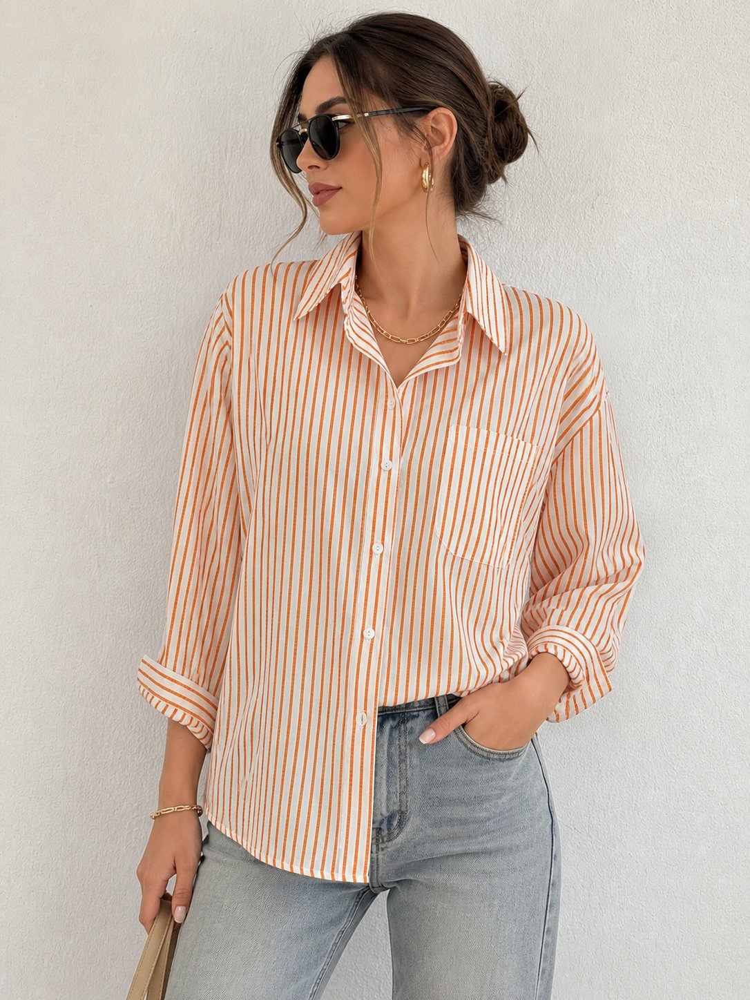 Çizgili Oversize Kadın Gömlek – Günlük Rahat Kesim Şıklık