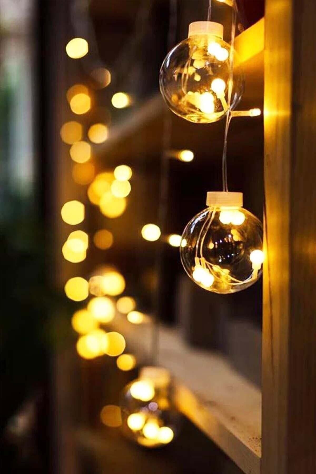 Dekoratif Led Işıklı Top Perde Led Animasyonlu Küre Toplu Ampul Perde Led Fişli 3 Mt