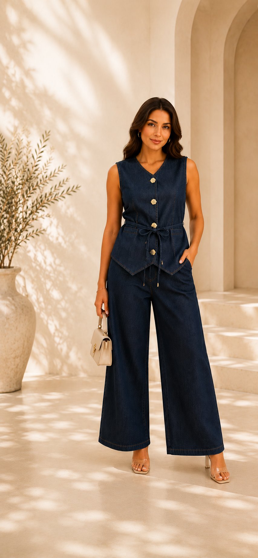 Denim Yelek Pantolon Alt Üst Takım
