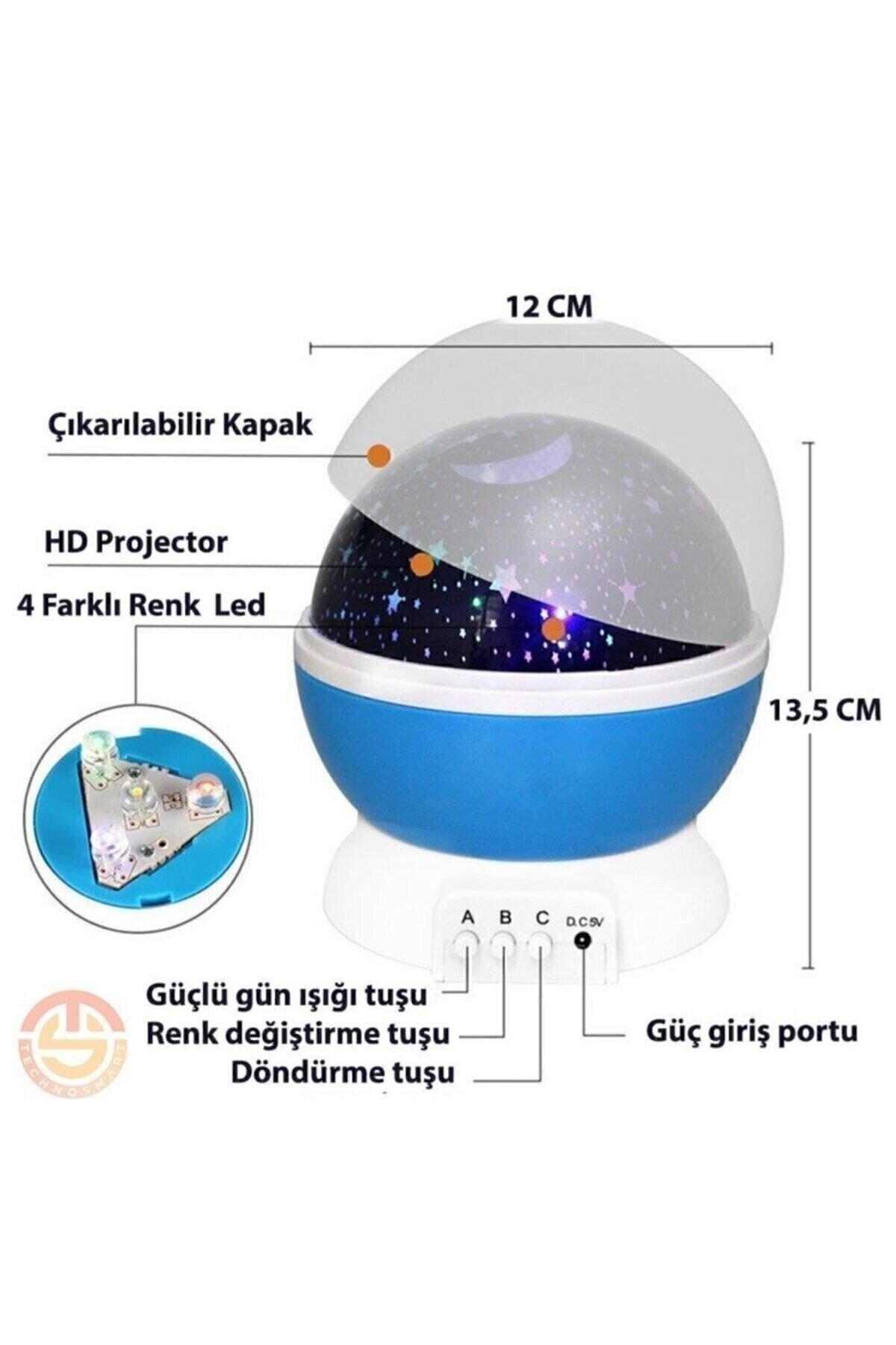 Dönen Renkli Star Master Yıldızlı Gökyüzü Projeksiyon Gece Lambası Masa Lambası