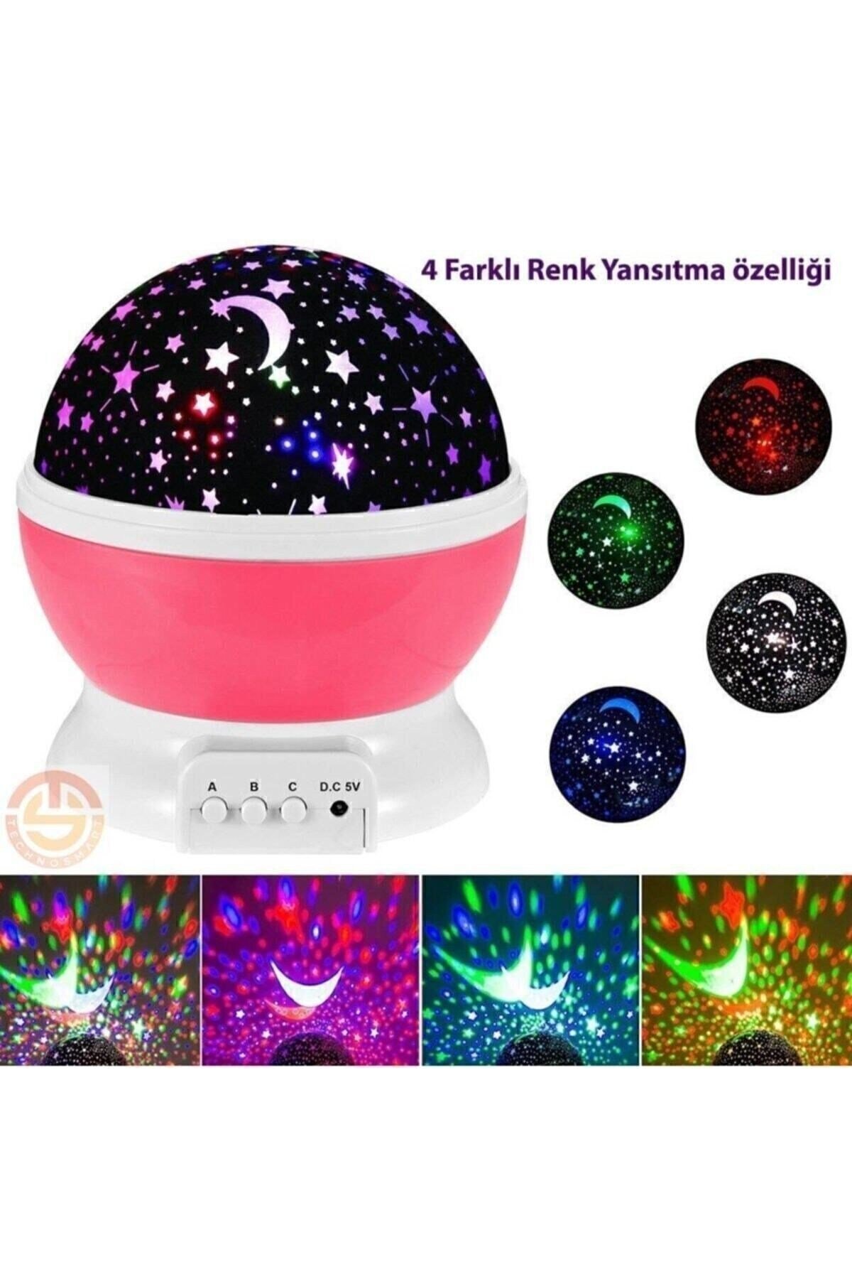 Dönen Renkli Star Master Yıldızlı Gökyüzü Projeksiyon Gece Lambası Masa Lambası
