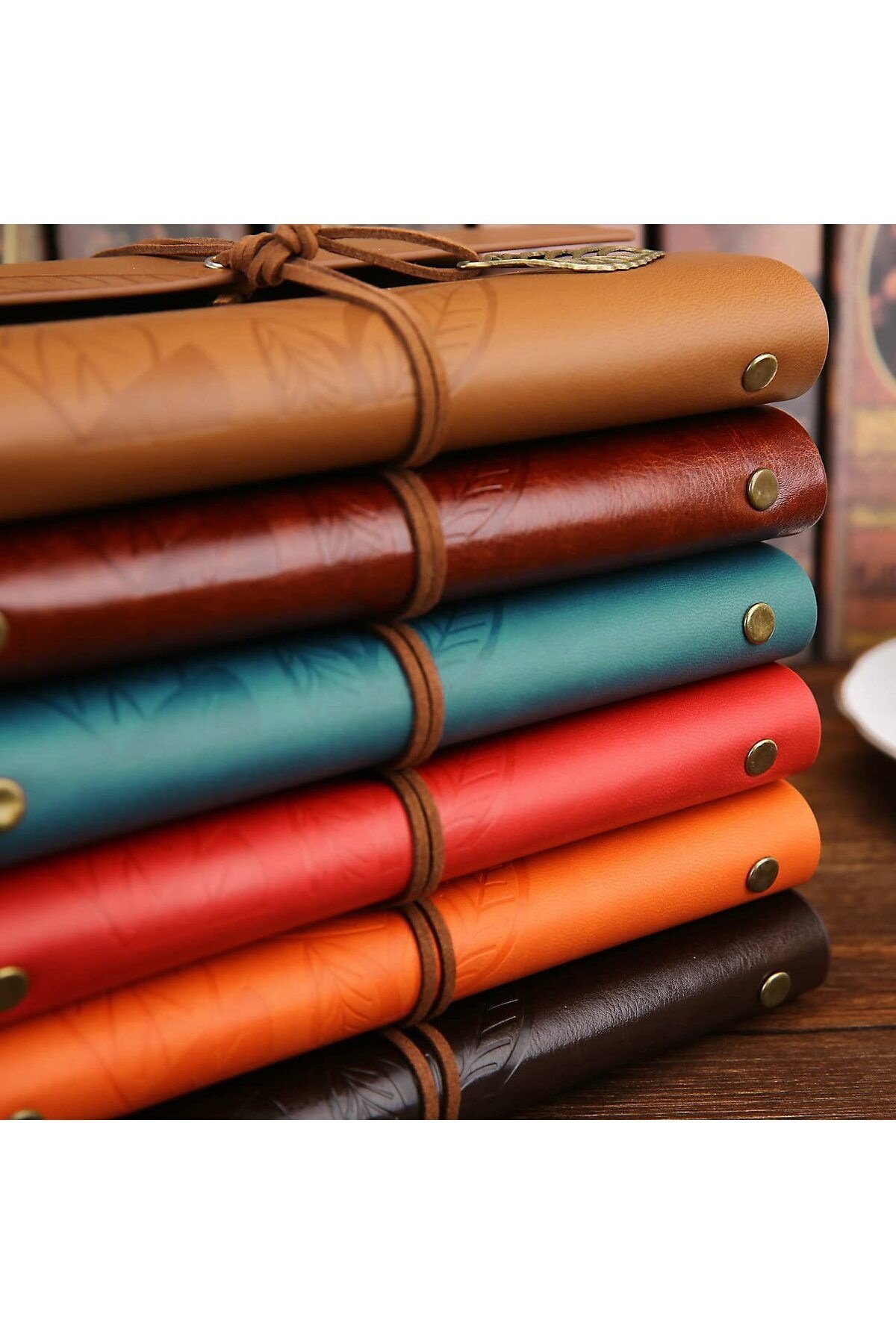 Eskitme Sayfa Deri Kaplı Ajanda Günlük Anı Ve Not Defteri