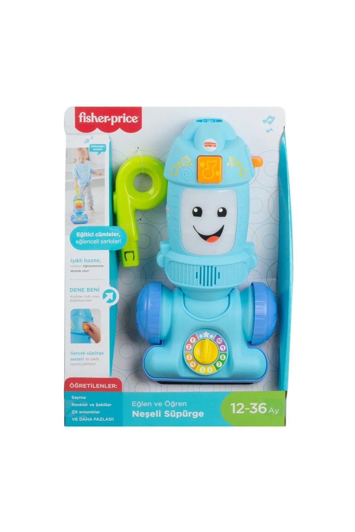 Fisher-Price Eğlen ve Öğren Neşeli Süpürge, Türkçe konuşan Müzikli, Işıklı, Eğitici İçerikli GTW19