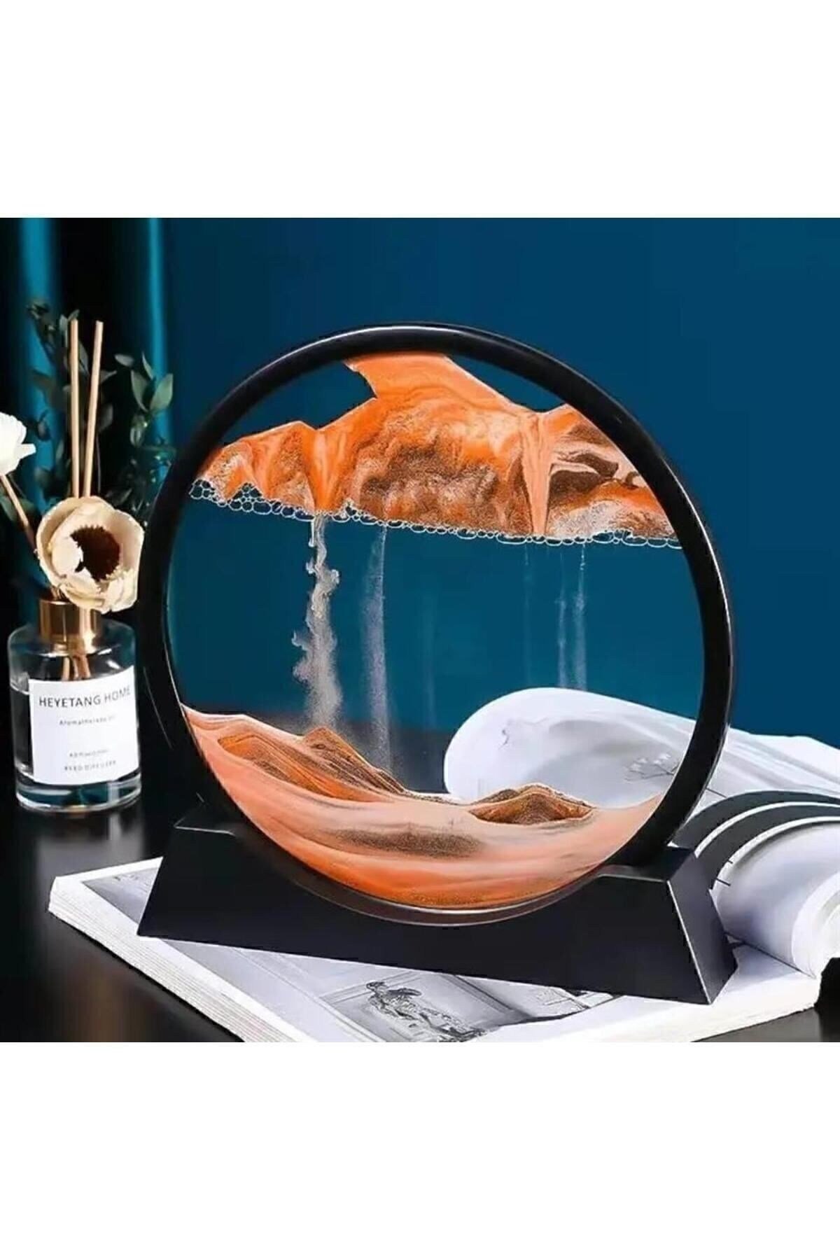 Hareketli Kum Sanat Yuvarlak Cam 3d Kum Saati Derin Deniz Kum Manzarası