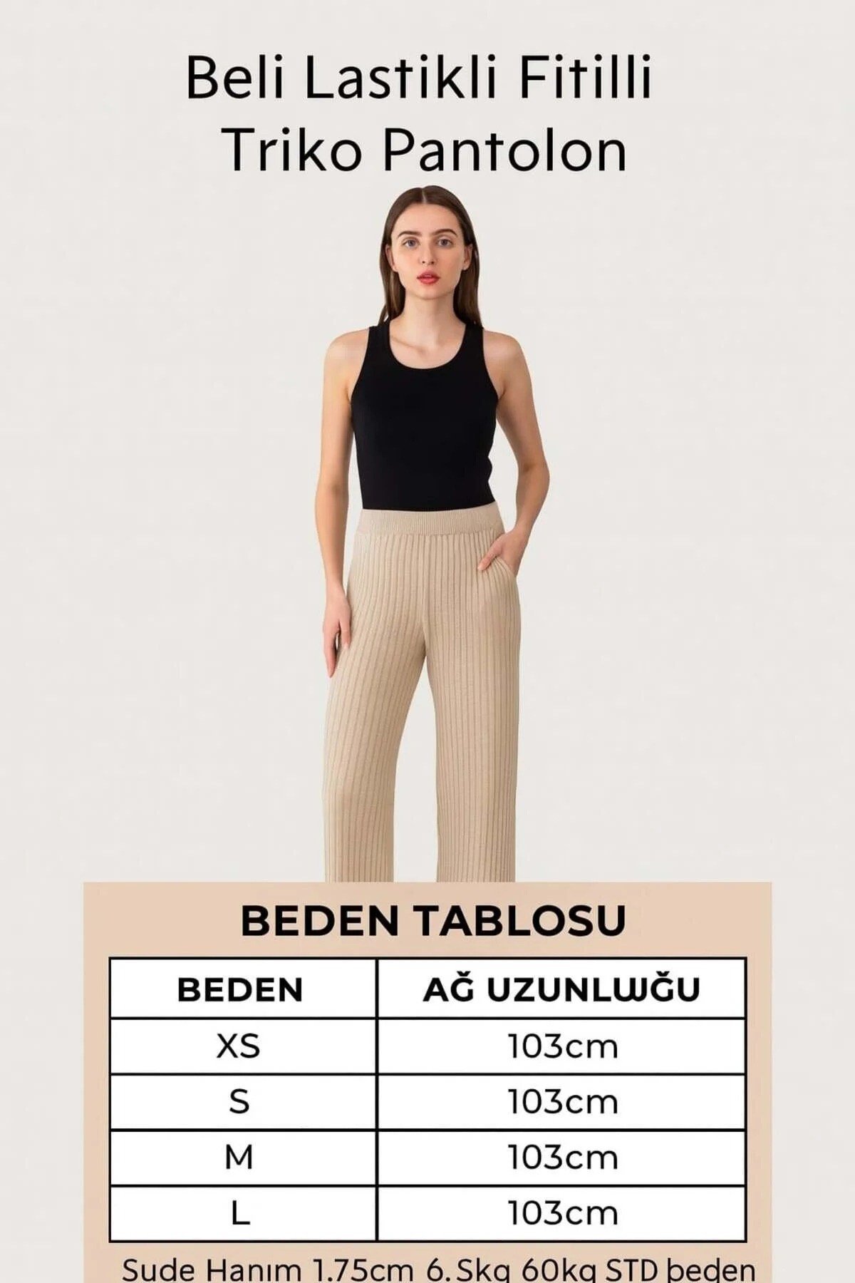 Kadın Çelik Triko Krem Pantolon