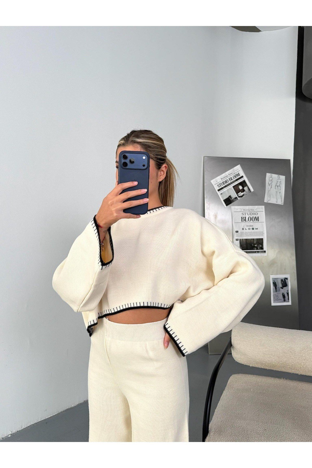 Kadın Oversize Triko Takım – Geniş Paça ve Rahat Kalıp