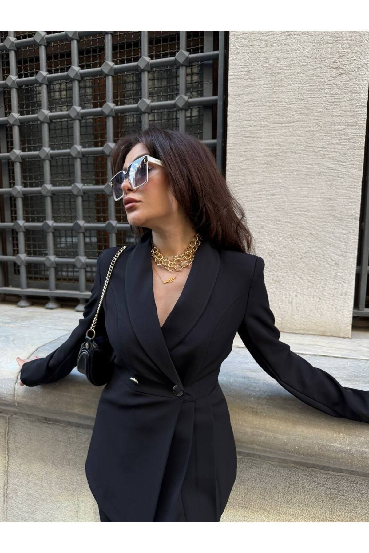 Kadın Pile Detaylı Blazer Ceket Ve Pantolon Takımı