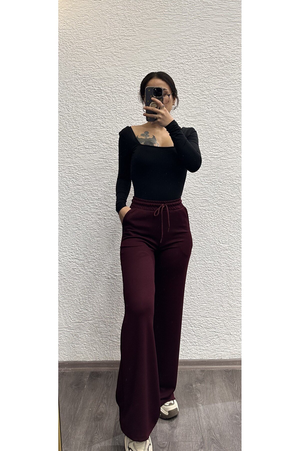 Kadın Yüksek Bel Bol Paça Rahat Kesim Günlük Pantolon