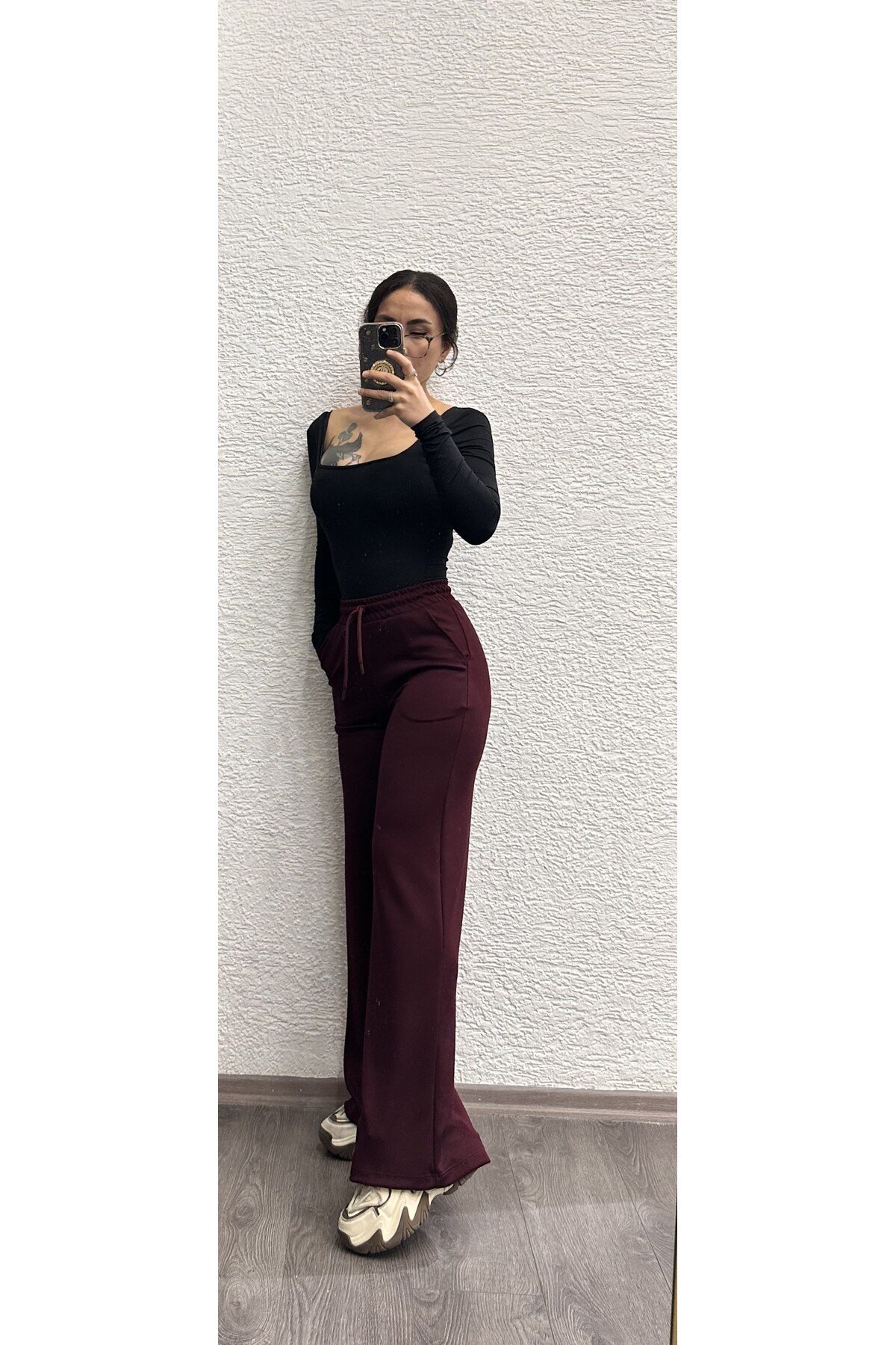 Kadın Yüksek Bel Bol Paça Rahat Kesim Günlük Pantolon