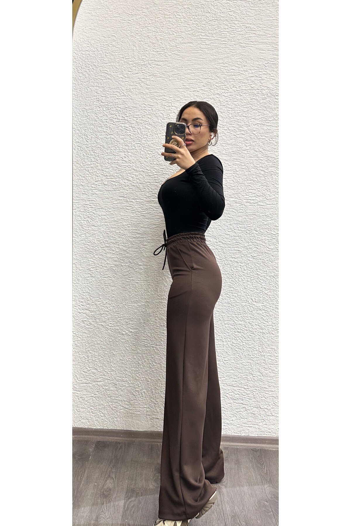 Kadın Yüksek Bel Bol Paça Rahat Kesim Günlük Pantolon
