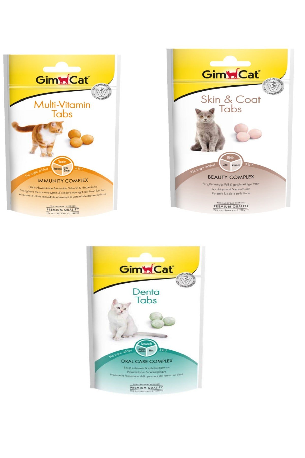 Kedi Ödül Tableti Multi-vitamin 40 Gr + Skin Coat Deri Ve Tüy Bakımı 40 Gr + Denta Tabs Diş Sağlığı