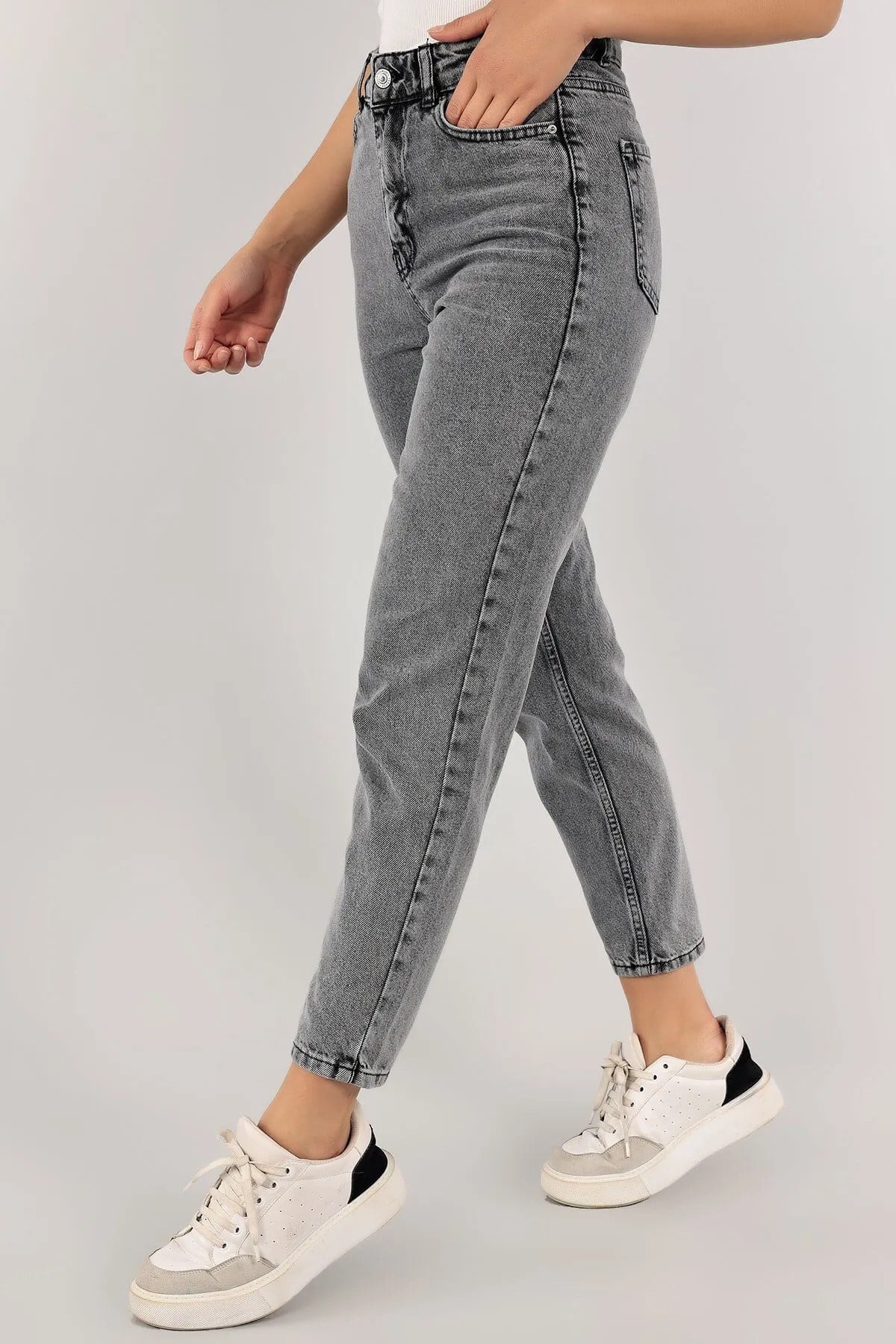 Krs Füme Mom Jean Yüksek Bel Detay Boyfriend Kot