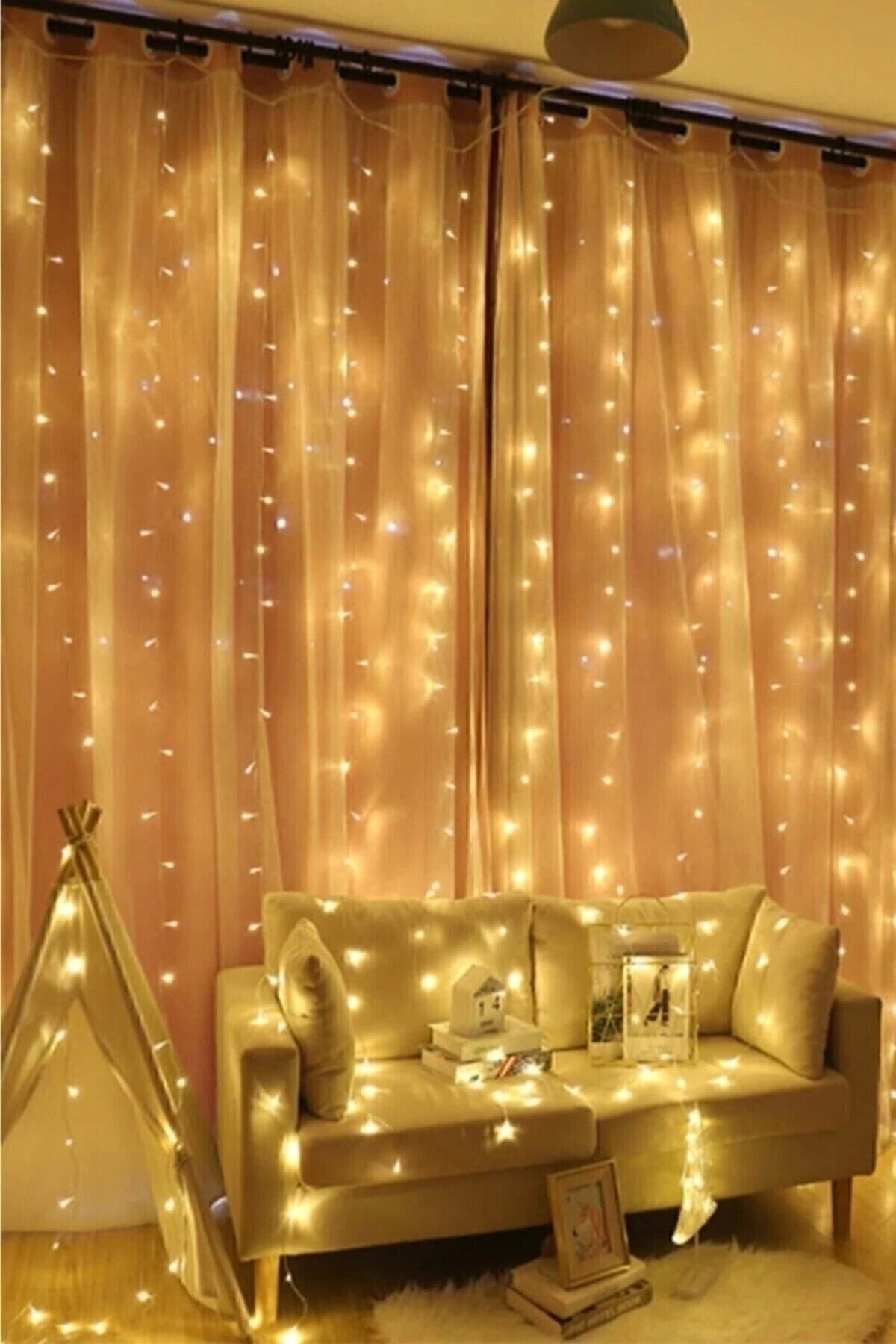 Kumandalı 8 Ayrı Moda Sahip 3mx3m 300 cm X 300 cm Perde Led