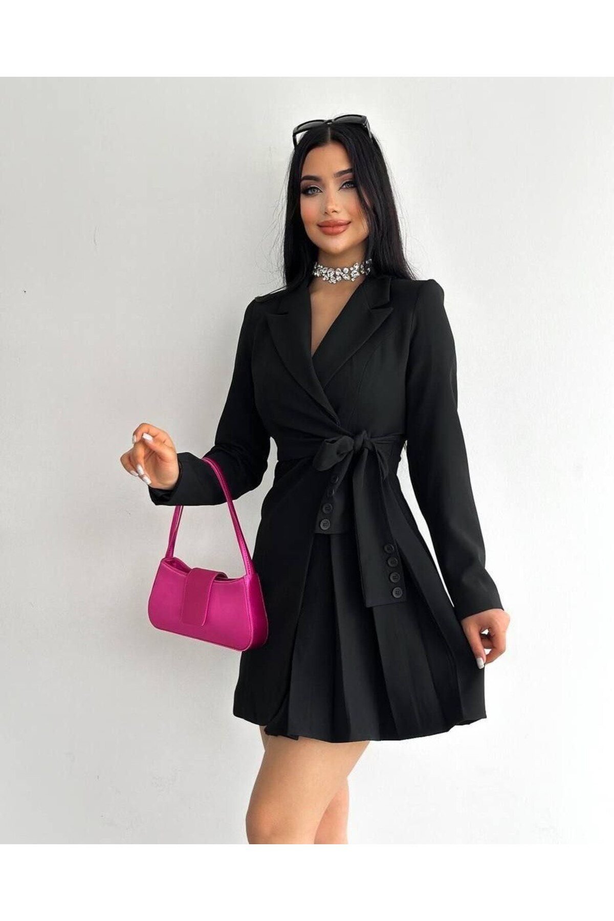 Kuşak Detaylı Blazer Elbise