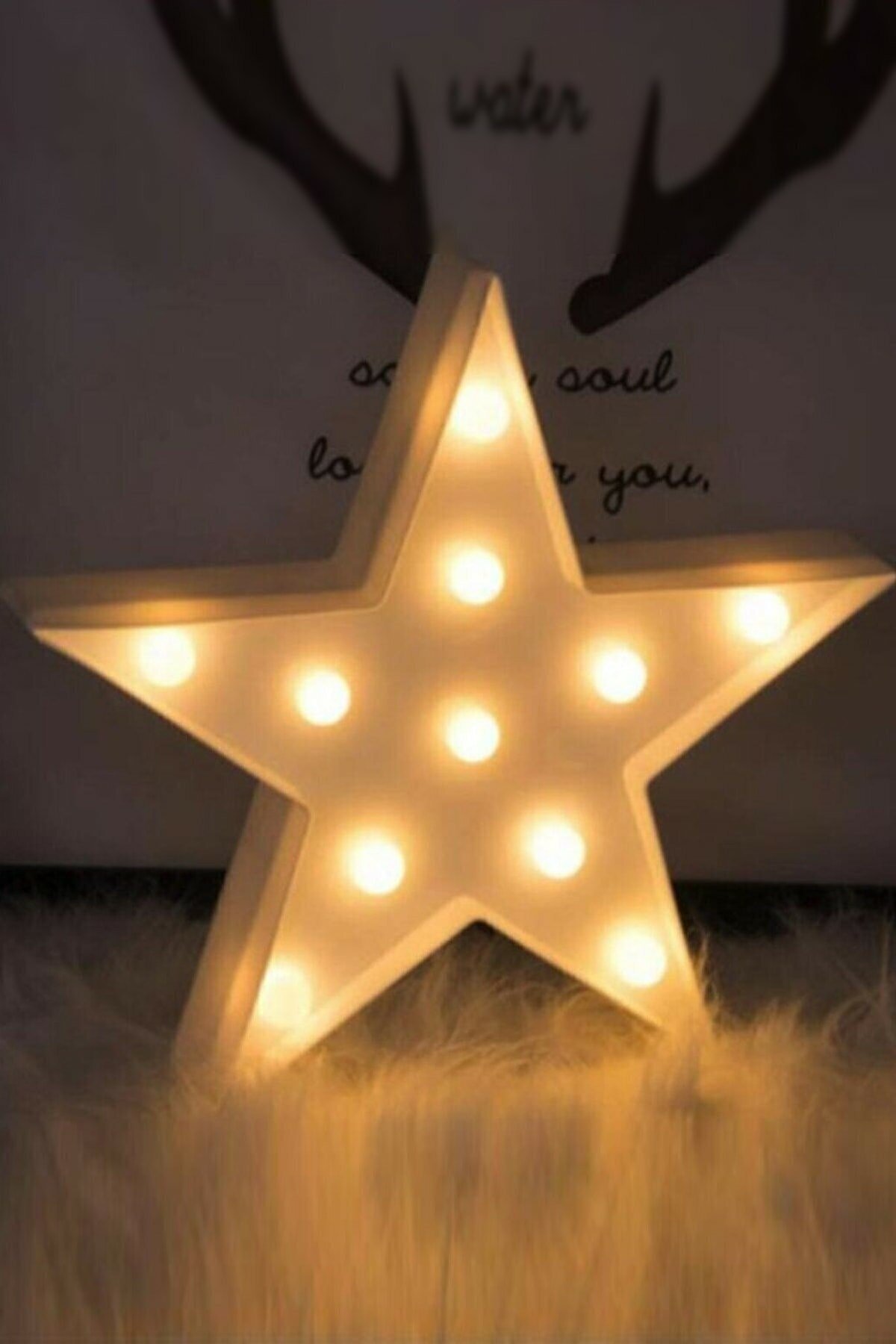 Led Işıklı Beyaz Yıldız Star Masa Duvar Gece Lambası 3d