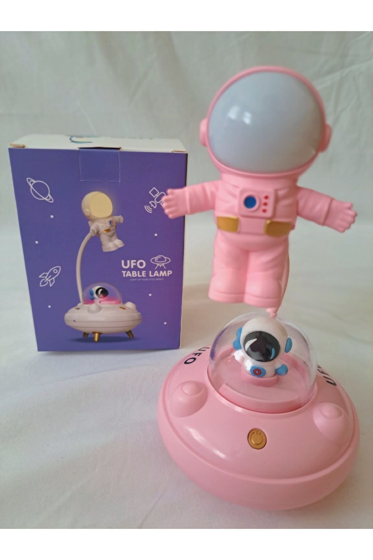 Masa Lambası-uzay Temalı Astronot Masa Gece Lambası Sarjlı-astronotlu Dekoratif Lamba 25cm
