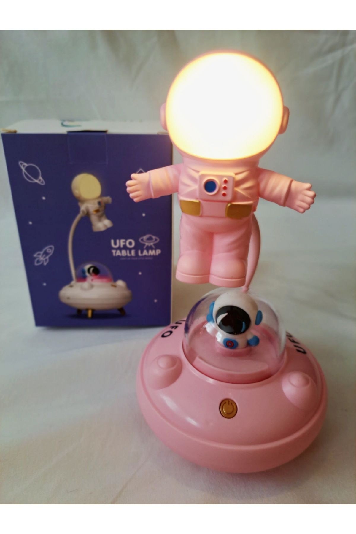 Masa Lambası-uzay Temalı Astronot Masa Gece Lambası Sarjlı-astronotlu Dekoratif Lamba 25cm